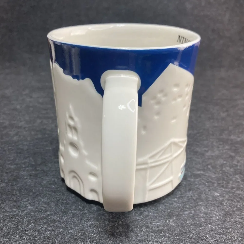 Starbucks Ningbo 2013 Relief 3D Coffee Tea Cup Mug 16 oz‎ City Skyline Blue